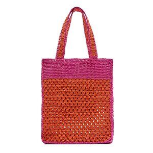 Zara Contrast Woven Tote Bag